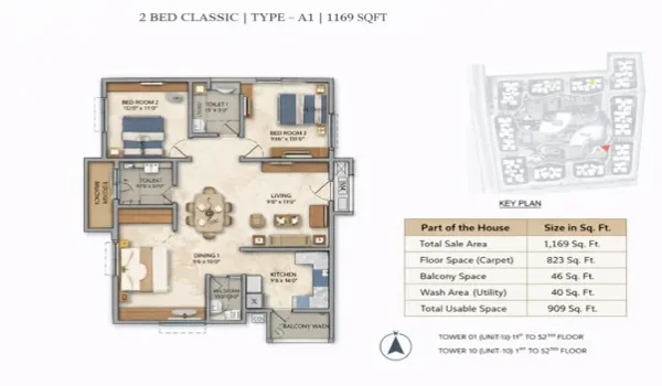 Featured Image of 2 BHK Classic Type A1 - 1169 SQFT
