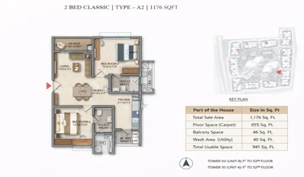 Featured Image of 2 BHK Classic Type A2 - 1176 SQFT