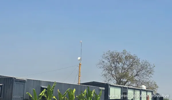 Modular site-office cabins at the Prestige Golden Grove project site, Velimela, Hyderabad.
